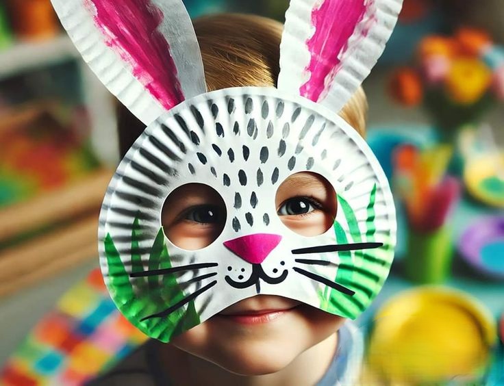 ماسک خرگوش با بشقاب پلاستیکی