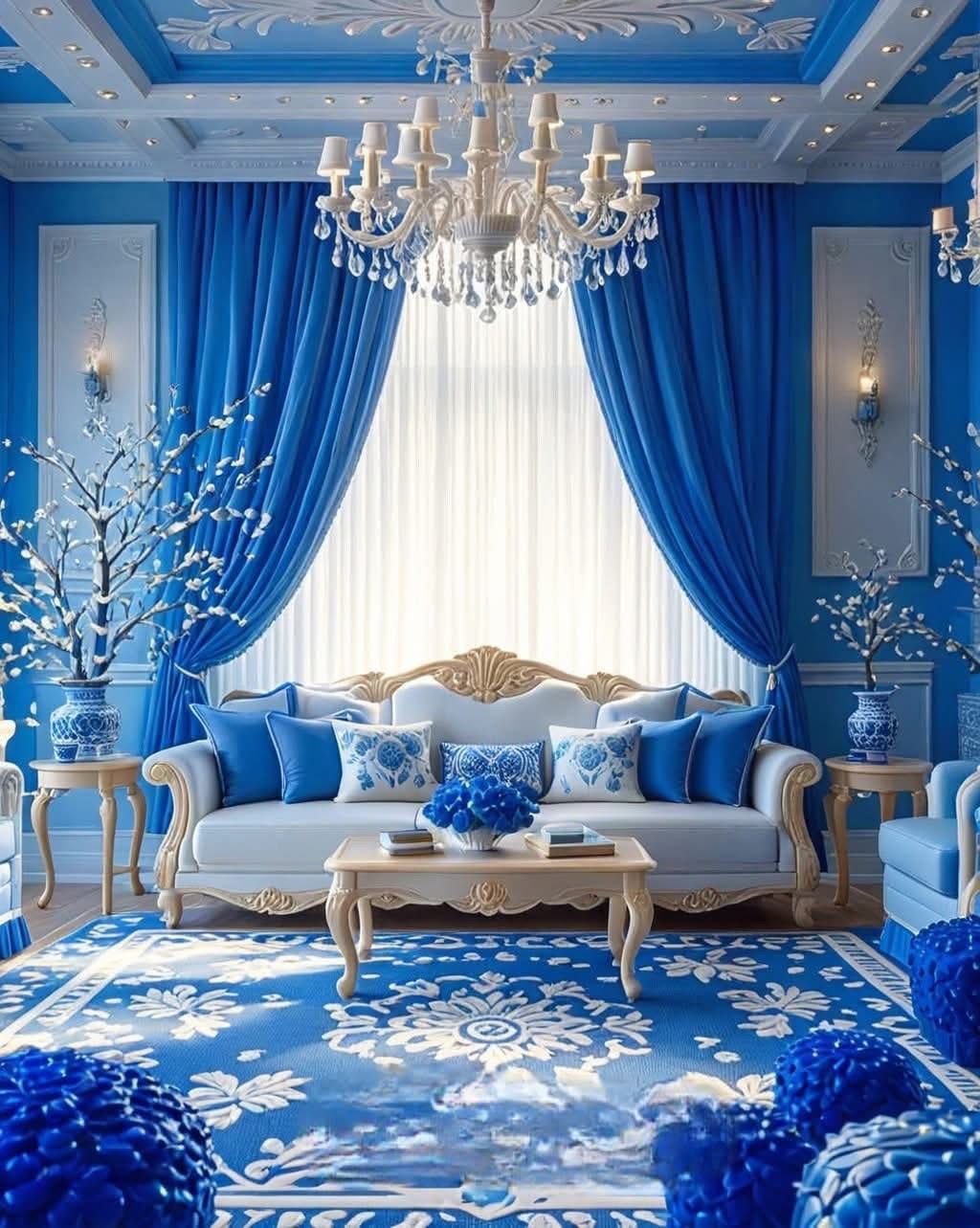 فرش سورمه ای و مبل