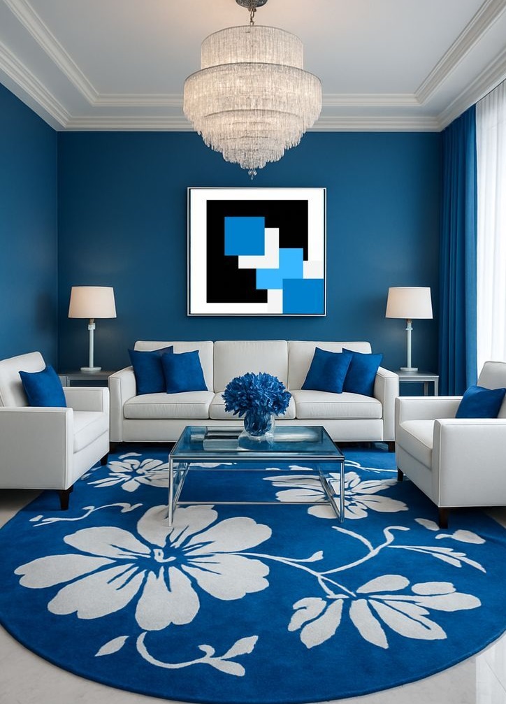 فرش سورمه ای و مبل