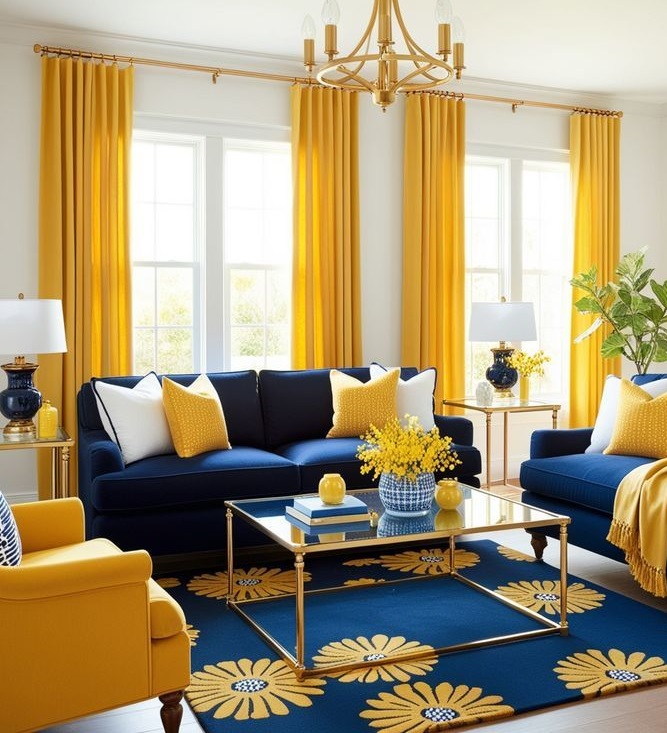 فرش سورمه ای و مبل