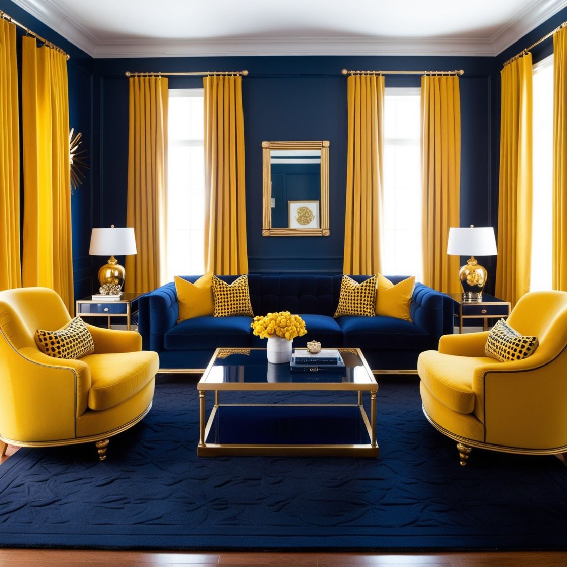 فرش سورمه ای و مبل