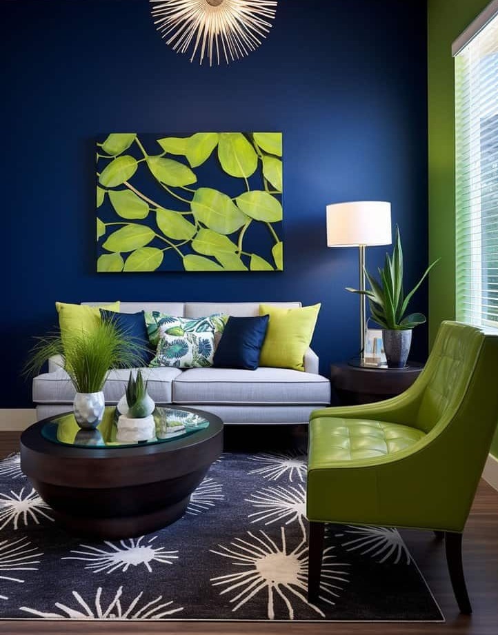 فرش سورمه ای و مبل