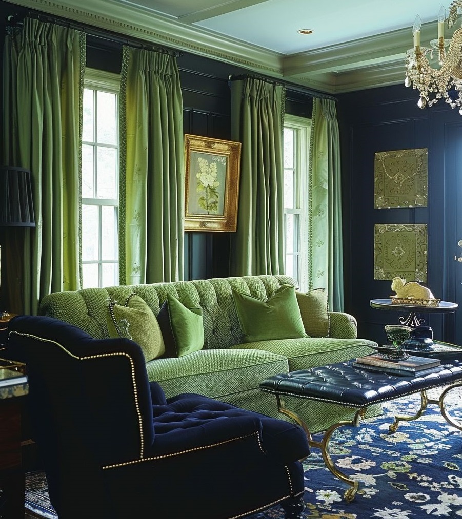 فرش سورمه ای و مبل