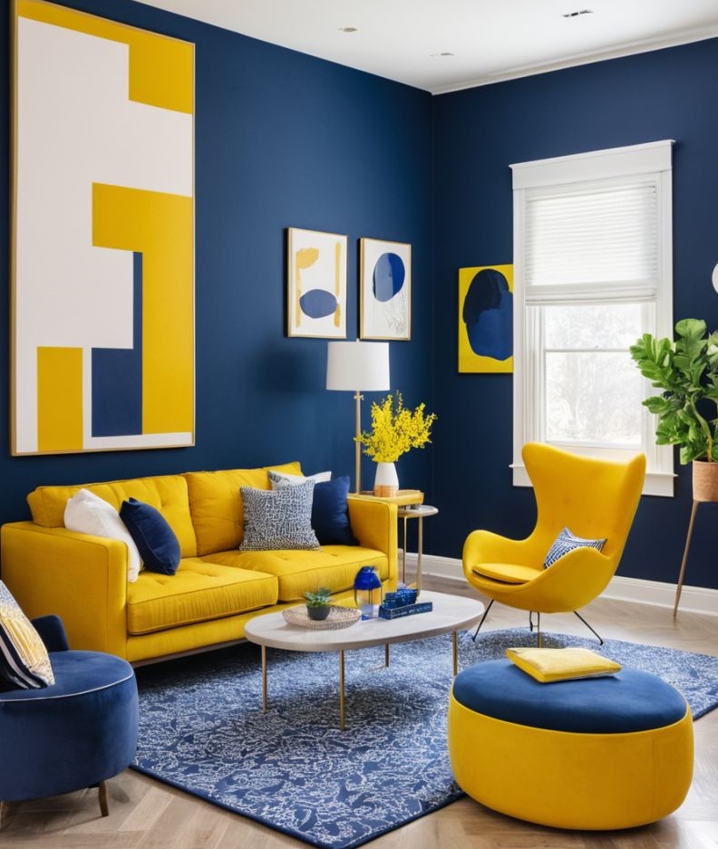 فرش سورمه ای و مبل