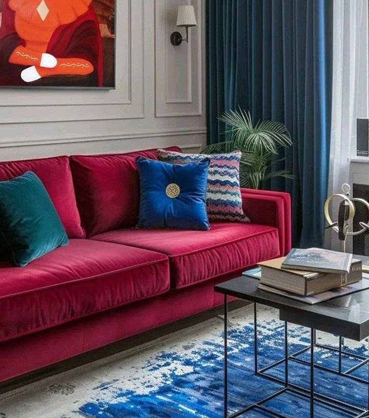 فرش سورمه ای و مبل