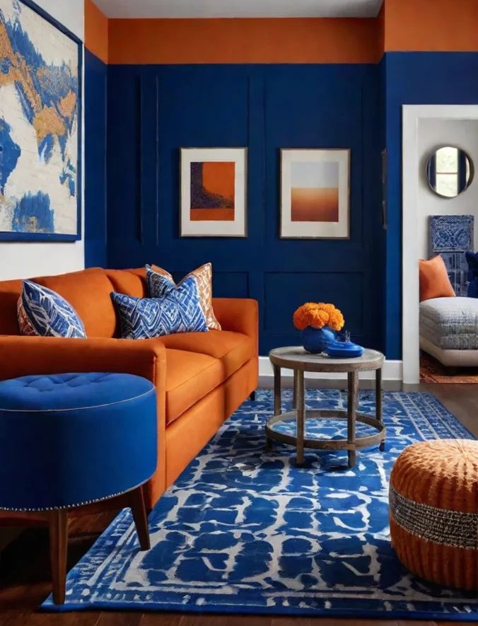 فرش سورمه ای و مبل