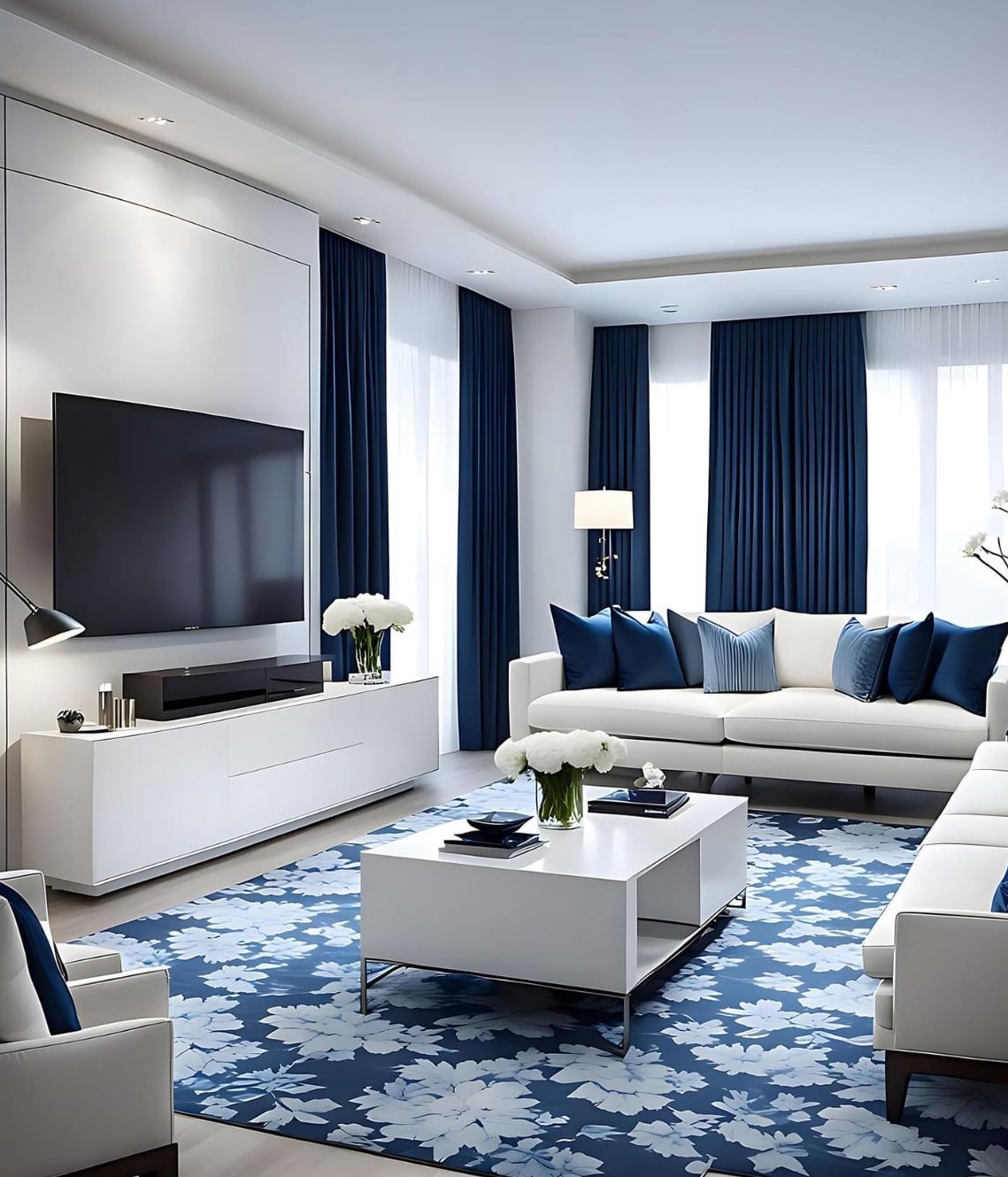 فرش سورمه ای و مبل