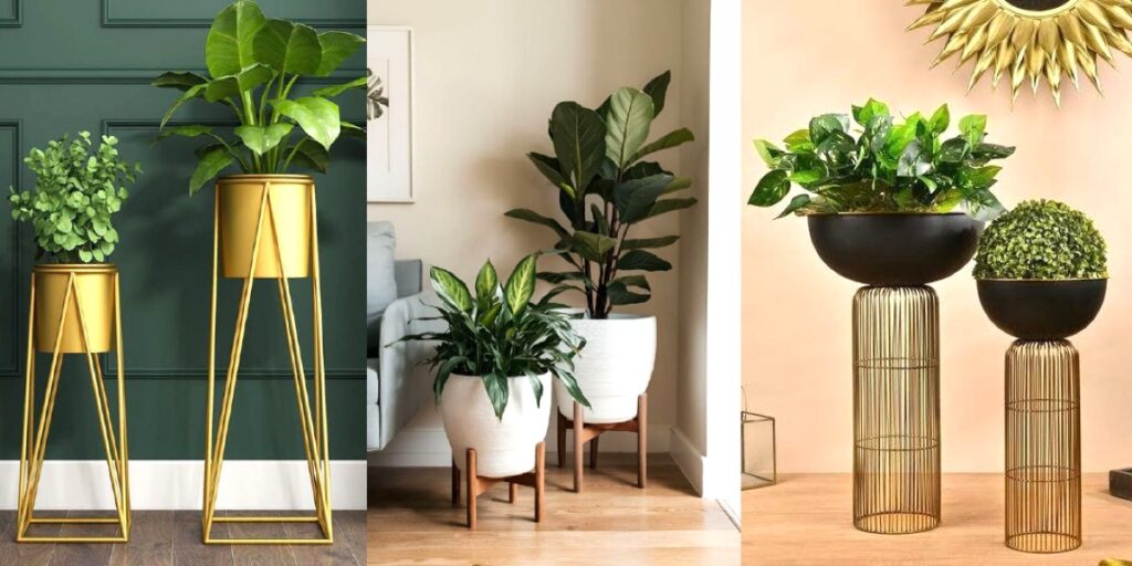 پایه و استند گلدان جدید | ۵۰ مدل چوبی فلزی که دکور خونه‌تو باکلاس‌تر می‌کنه