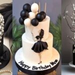 کیک تولد سیاه و سفید زنانه
