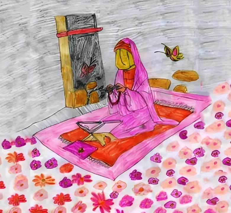 نقاشی حضرت فاطمه رنگی