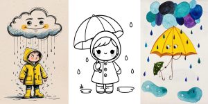 نقاشی باران و روز پاییزی