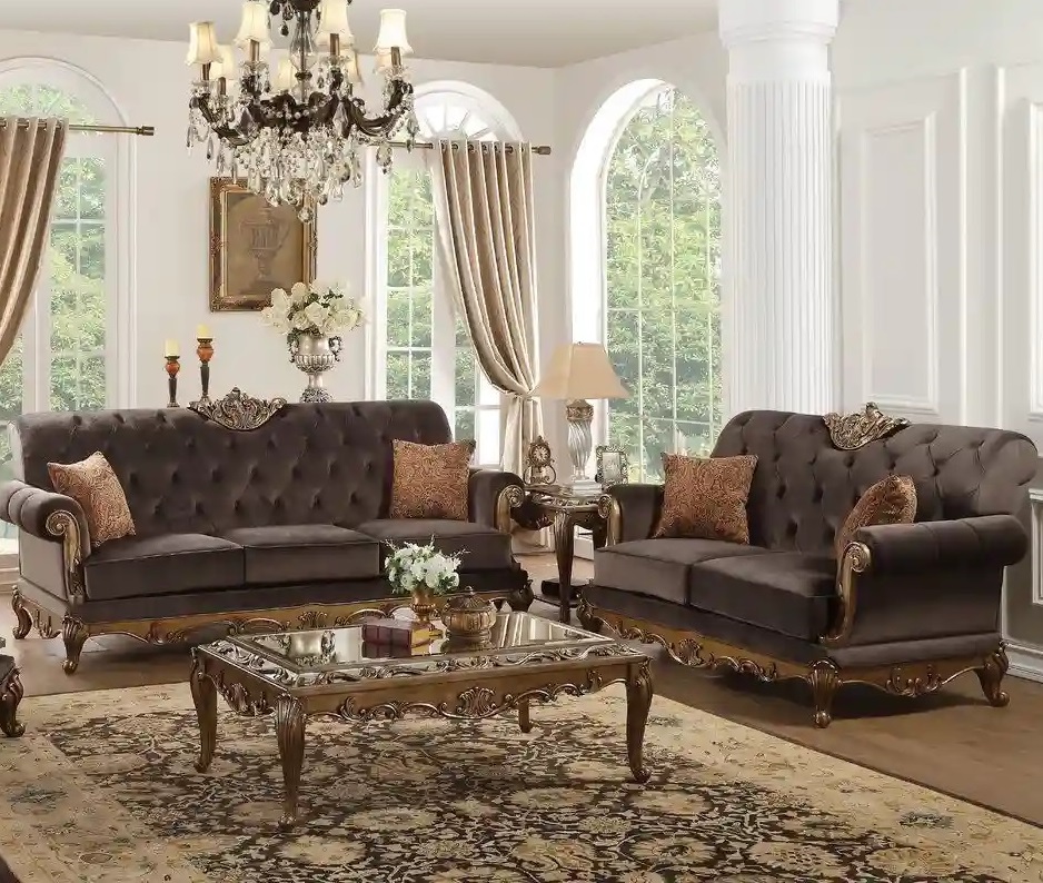 مبل قهوه ای و فرش