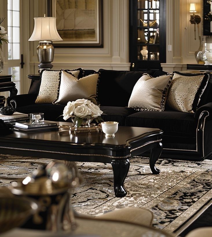 مبل قهوه ای و فرش