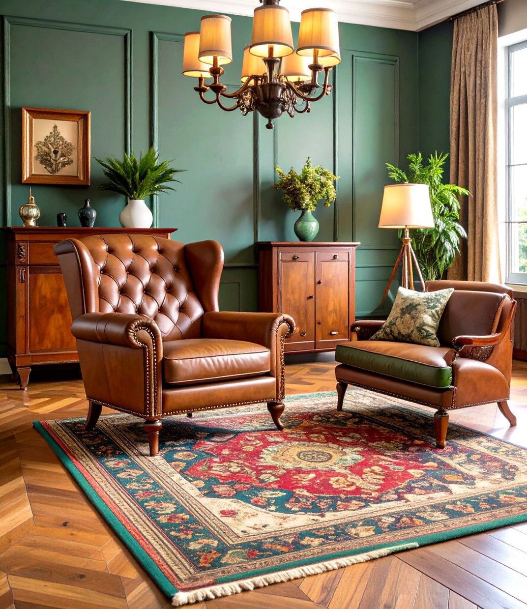 مبل قهوه ای و فرش