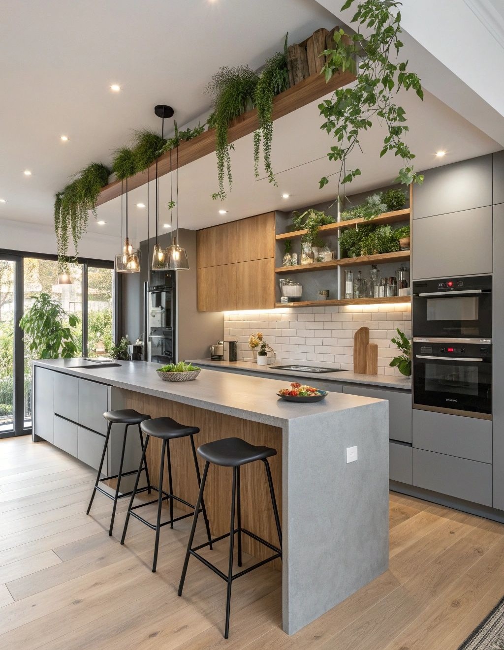 کابینت سفید و چوب