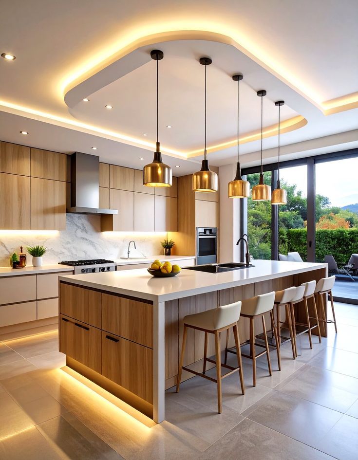 کابینت سفید و چوب