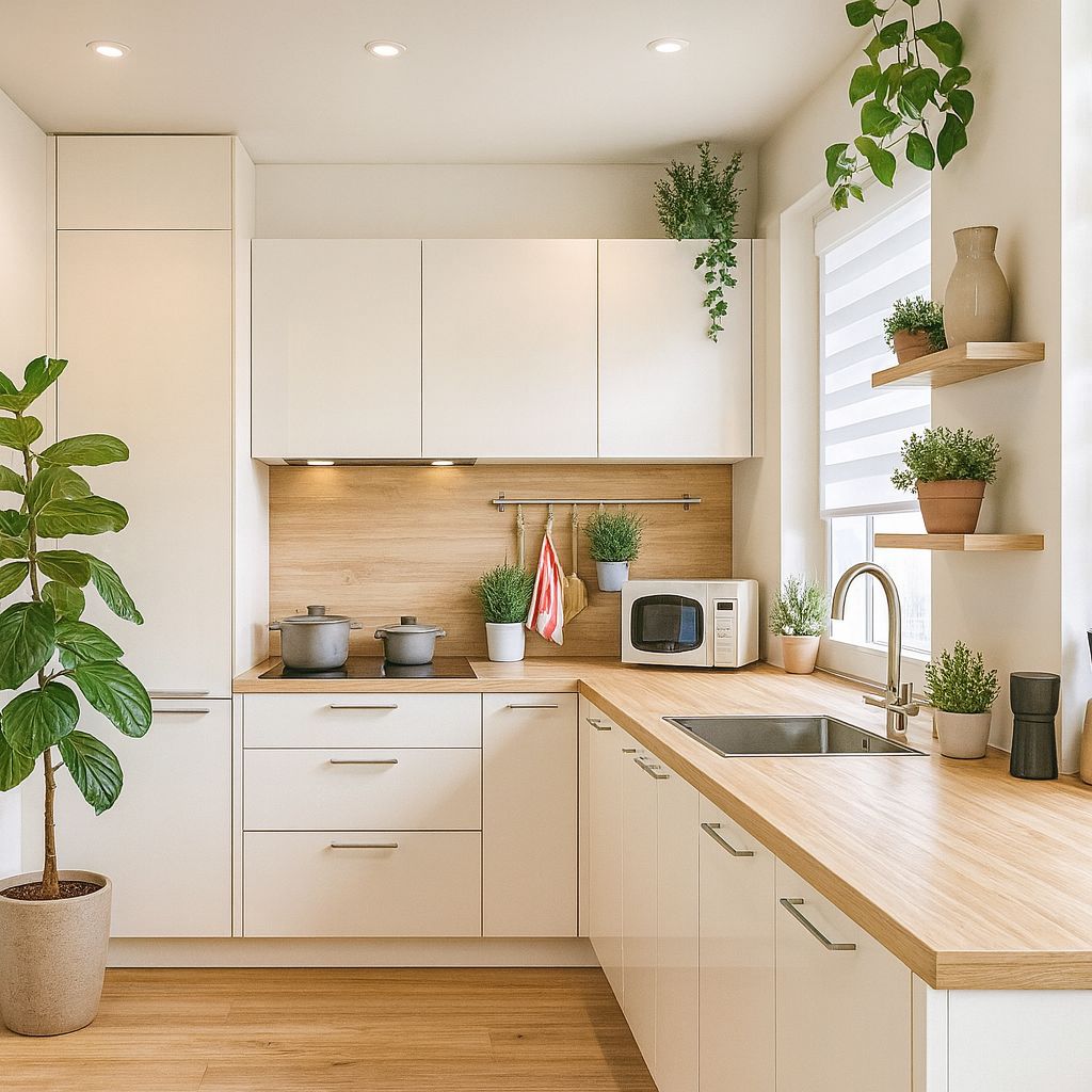 کابینت سفید و چوب