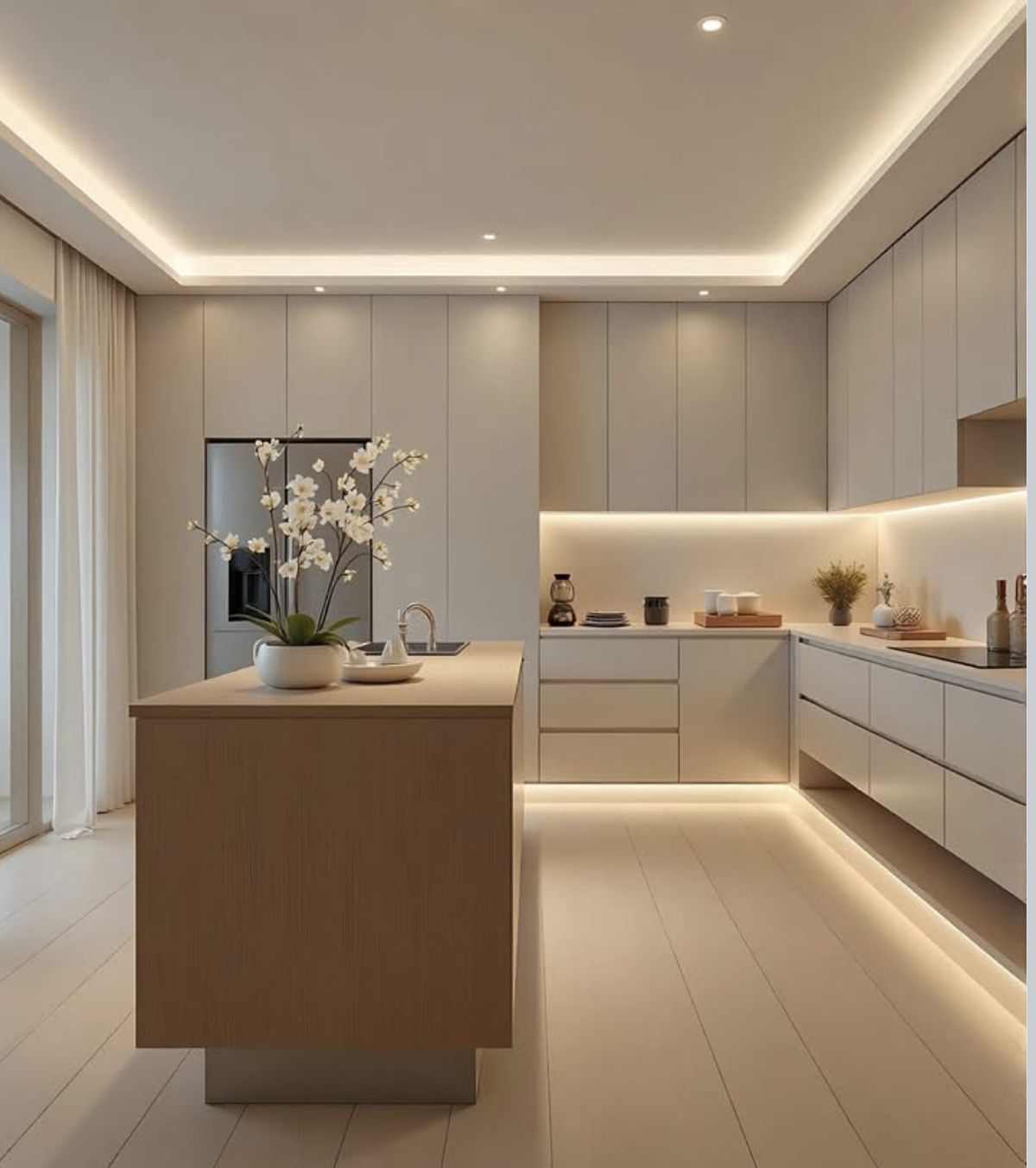 کابینت سفید و چوب