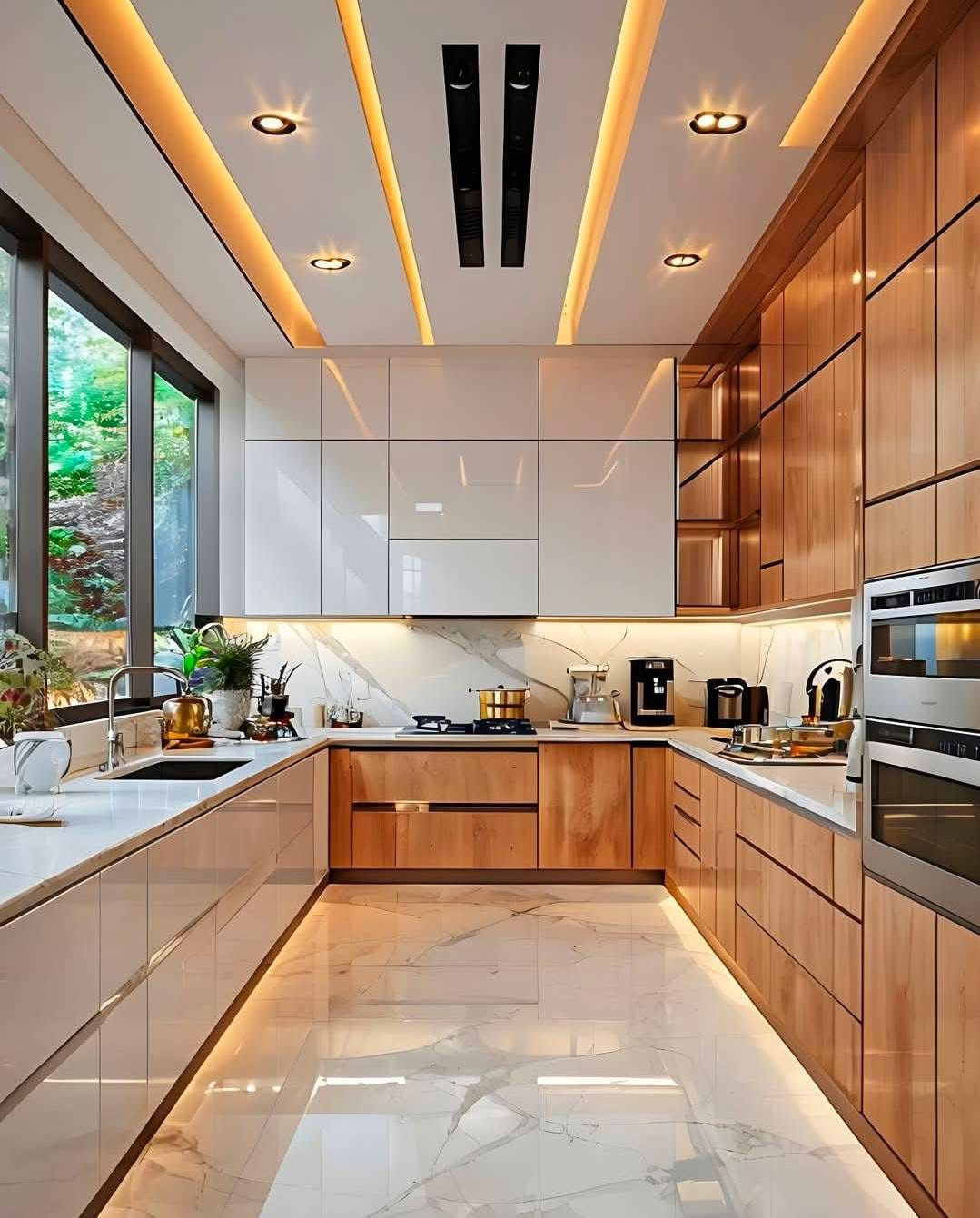 کابینت سفید و چوب