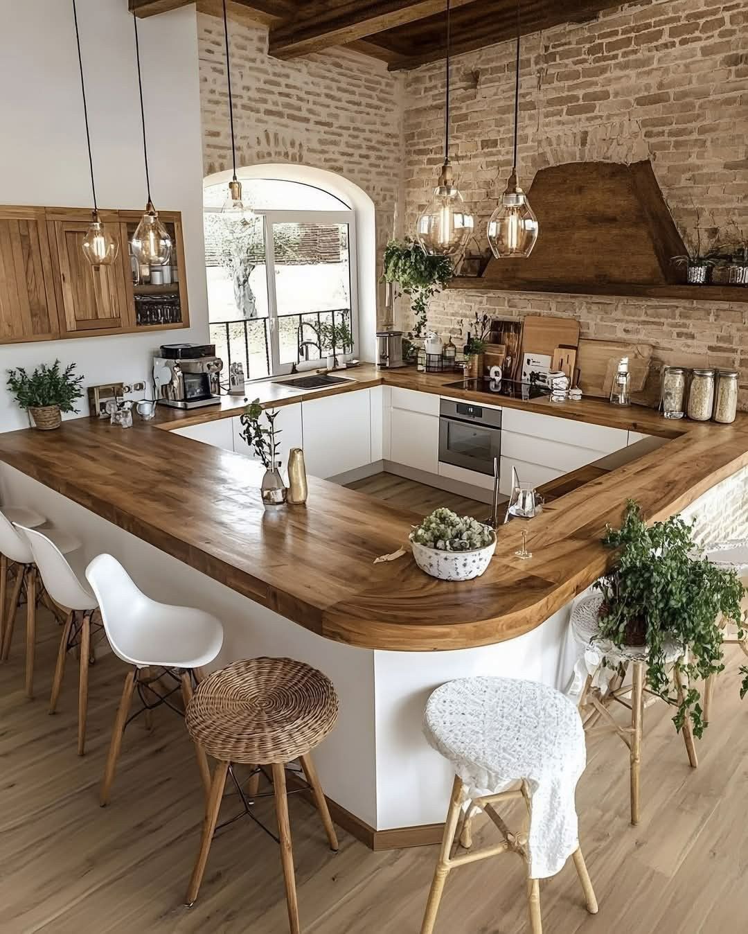 کابینت سفید و چوب