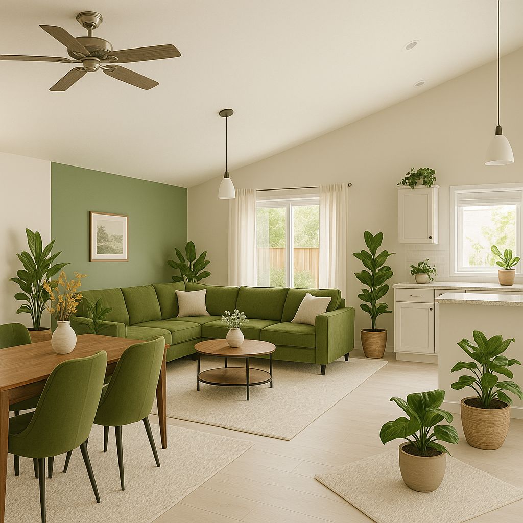 مبل سبز و فرش