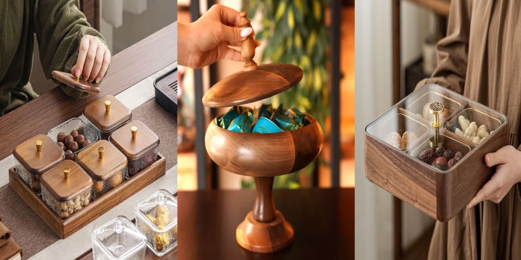 جدیدترین مدلهای شکلات خوری چوبی ؛ از گرد پایه دار تا مستطیل در شیشه ای