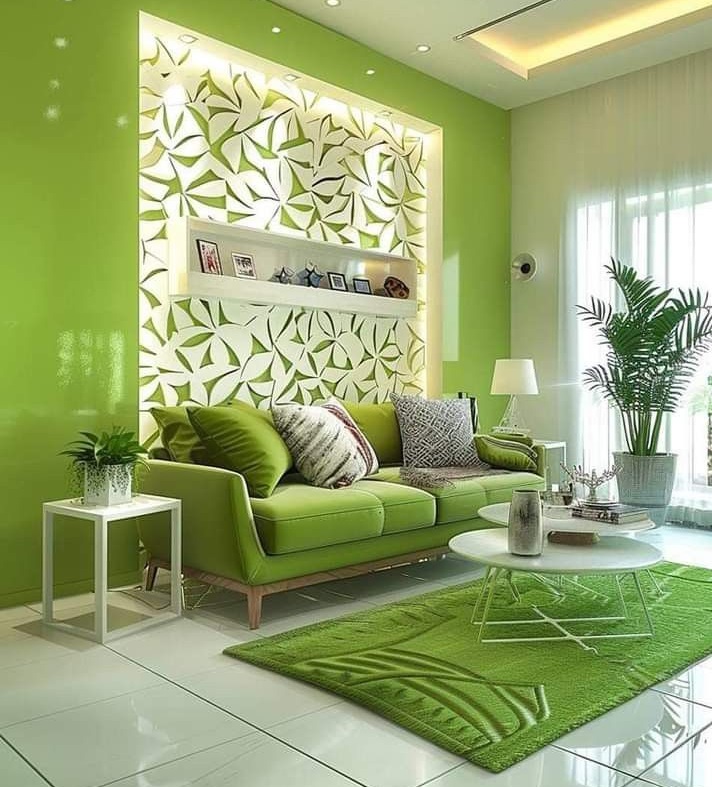 مبل سبز و فرش