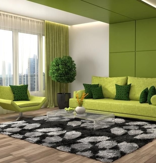 مبل سبز و فرش