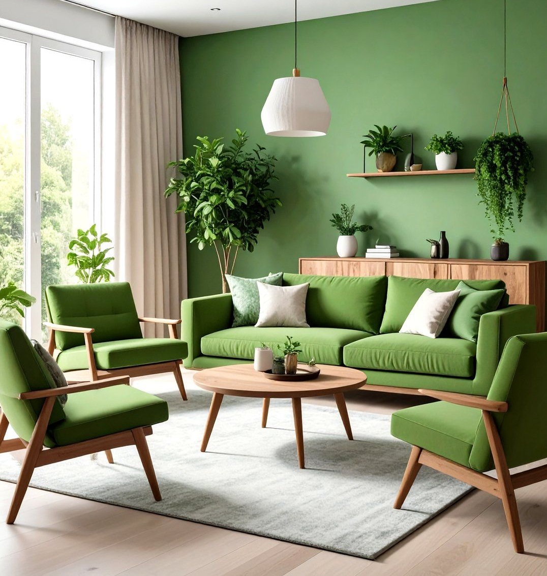 مبل سبز و فرش