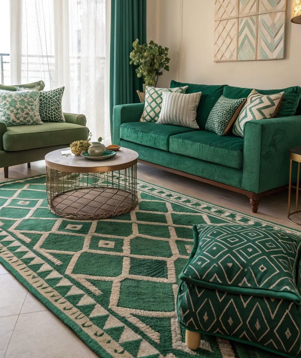 مبل سبز و فرش