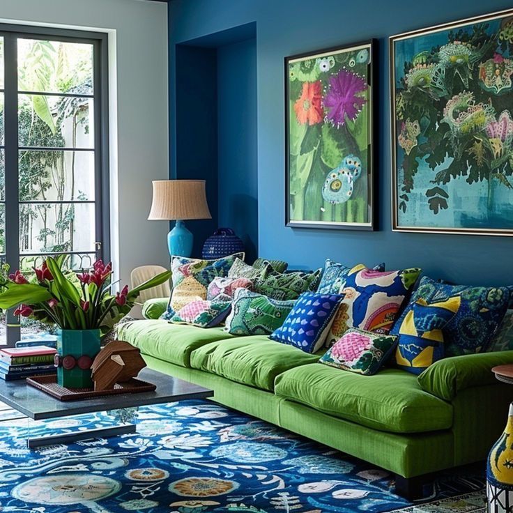 مبل سبز و فرش