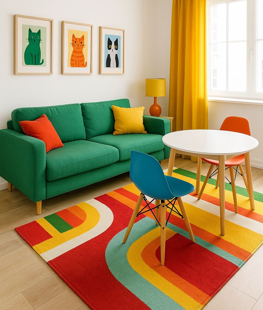 مبل سبز و فرش