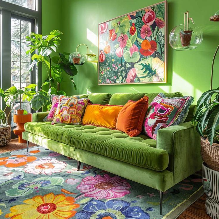 مبل سبز و فرش