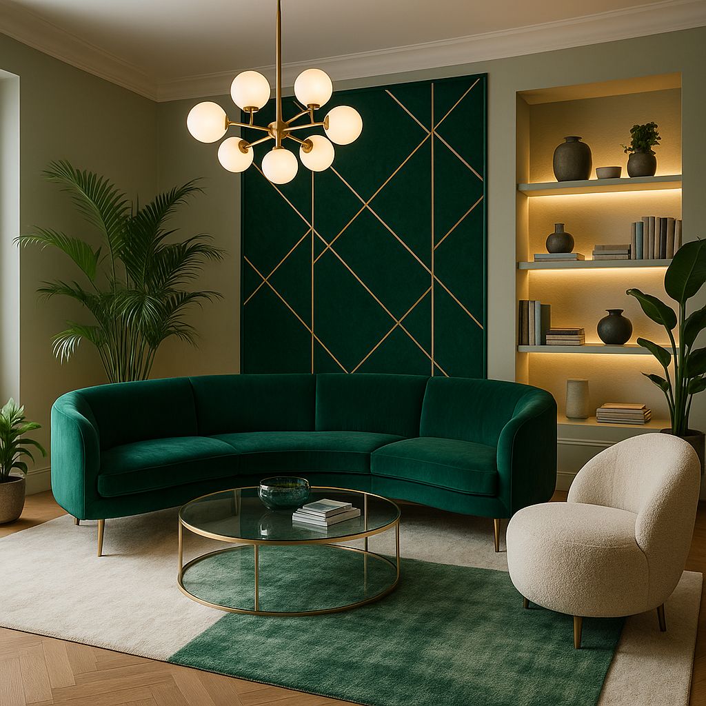 مبل سبز و فرش