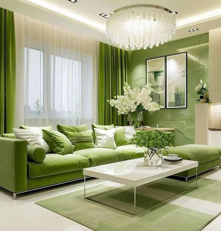 مبل سبز و فرش