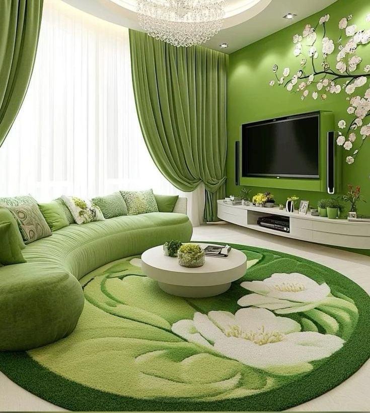 مبل سبز و فرش