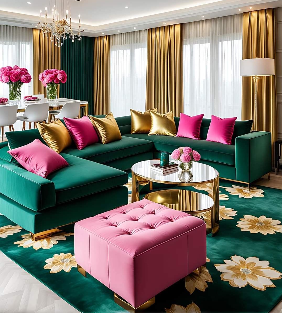 مبل سبز و فرش