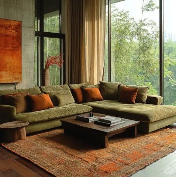 مبل سبز و فرش