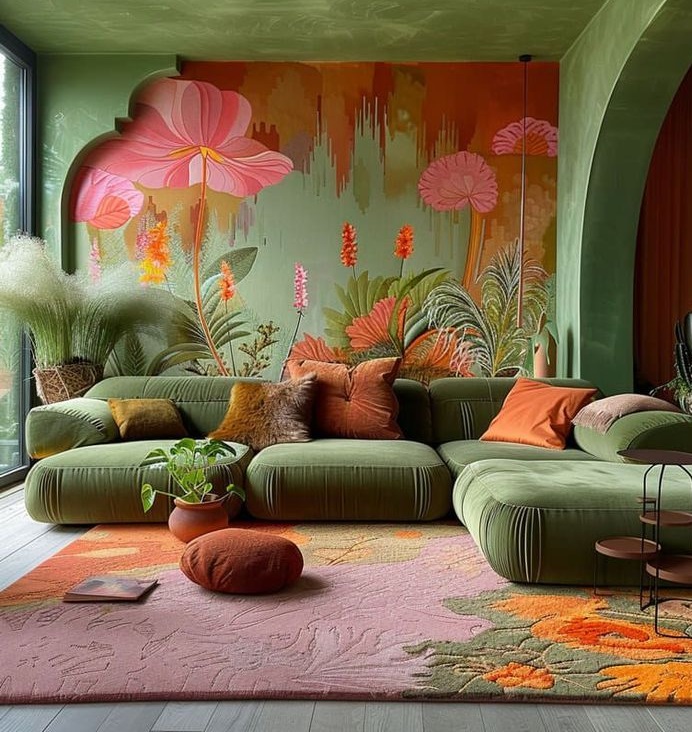 مبل سبز و فرش