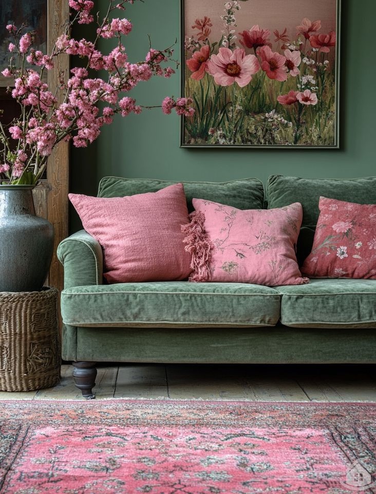 مبل سبز و فرش