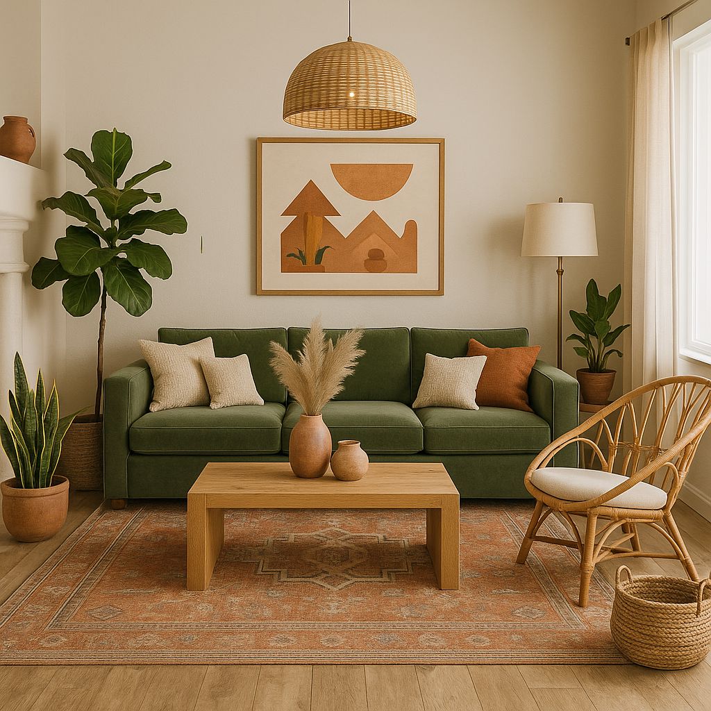 مبل سبز و فرش