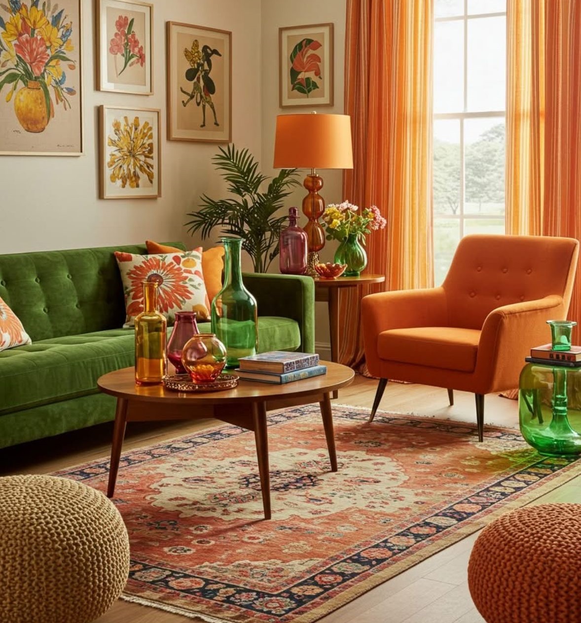 مبل سبز و فرش