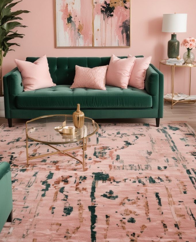 مبل سبز و فرش