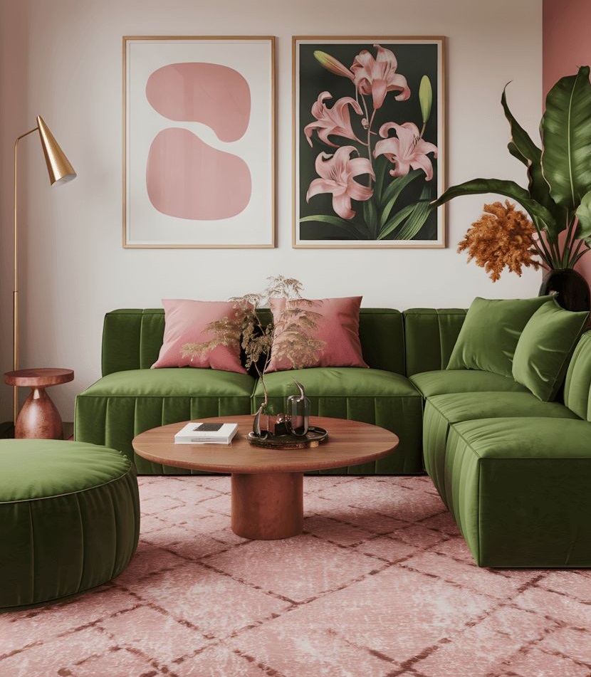 مبل سبز و فرش