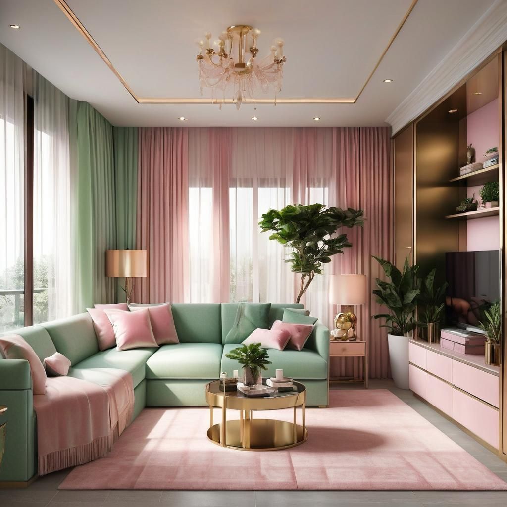 مبل سبز و فرش