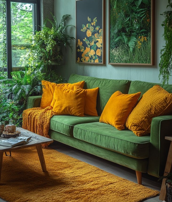 مبل سبز و فرش