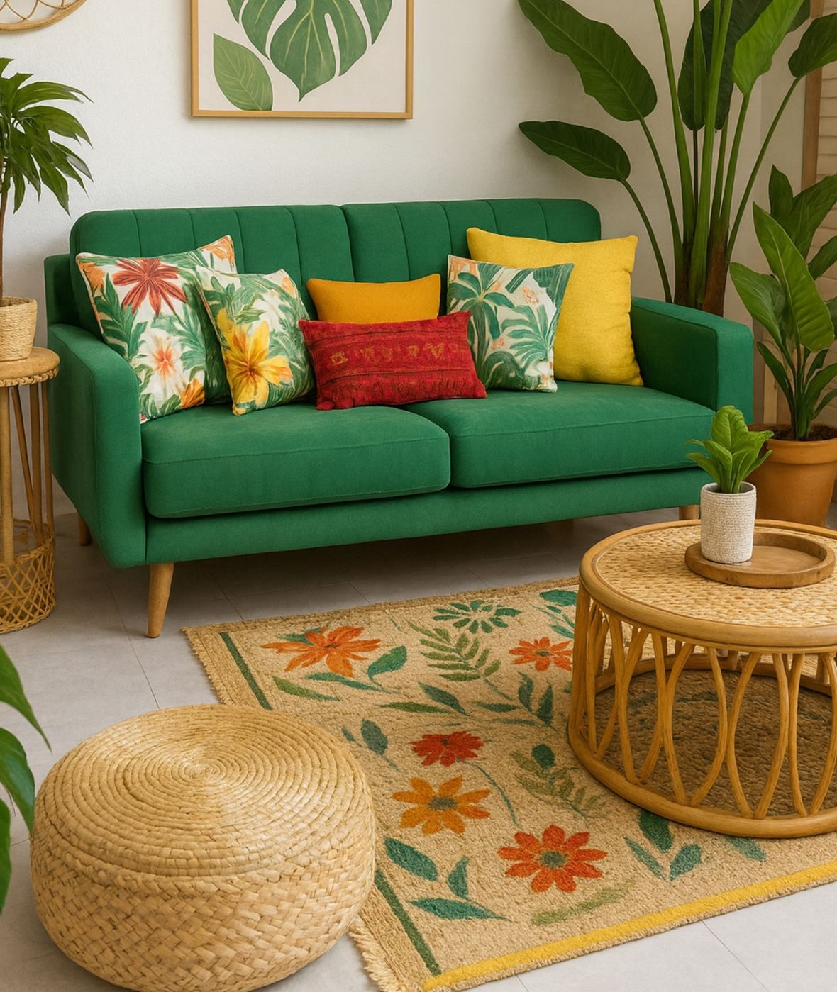 مبل سبز و فرش