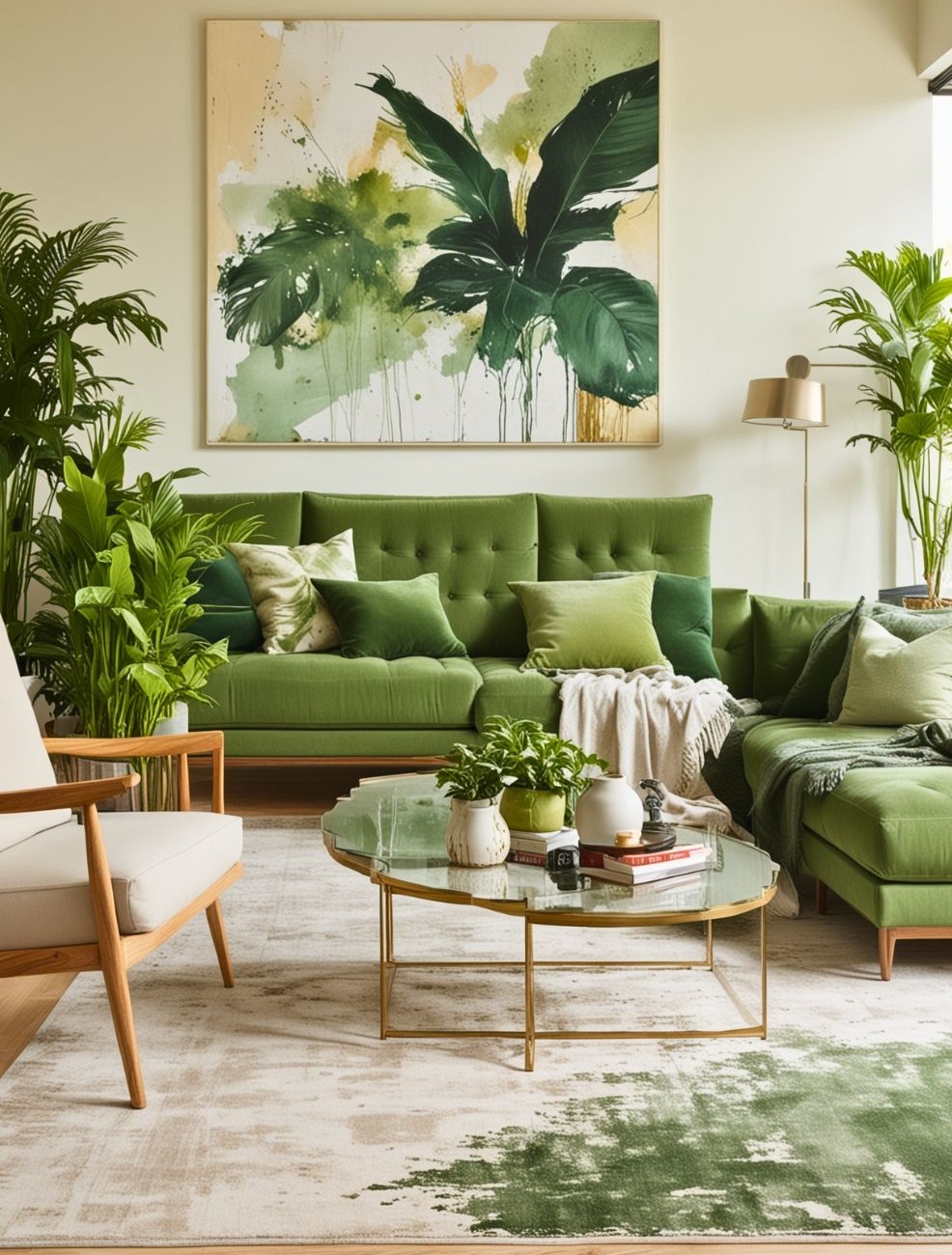 مبل سبز و فرش