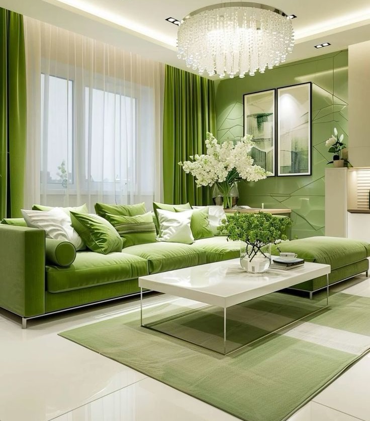 مبل سبز و فرش