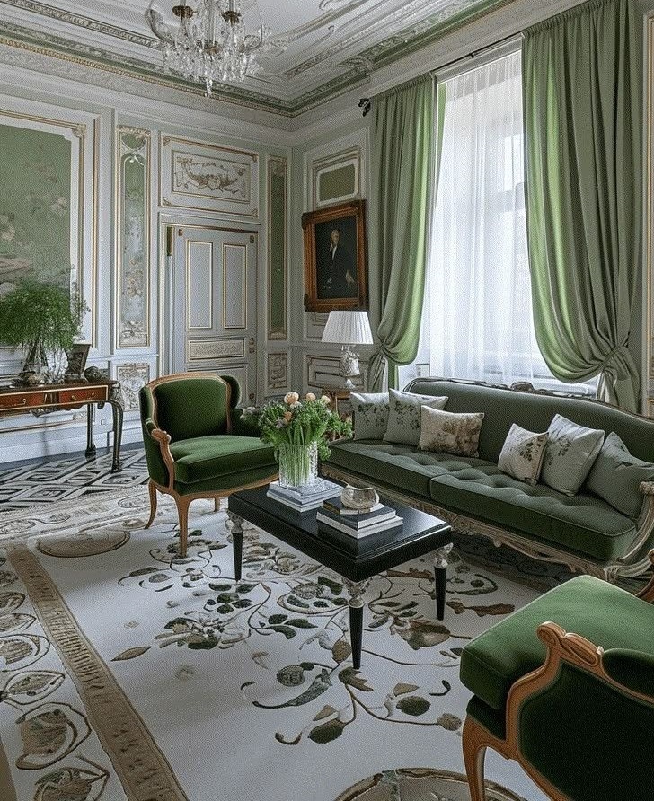 مبل سبز و فرش